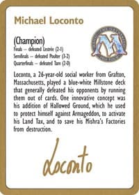 1996 Michael Loconto Biography Card - World Championship Decks - Magic: The Gathering card