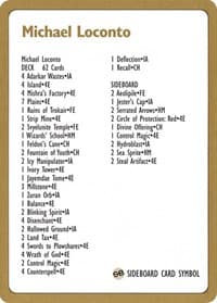 1996 Michael Loconto Decklist Card - World Championship Decks - Magic: The Gathering card