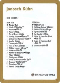 1997 Janosch Kuhn Decklist Card - World Championship Decks - Magic: The Gathering card