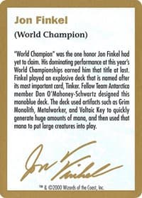 2000 Jon Finkel Biography Card - World Championship Decks - Magic: The Gathering card