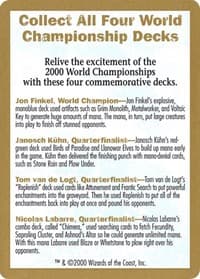 2000 World Championship Advertisement Card - World Championship Decks - Magic: The Gathering card
