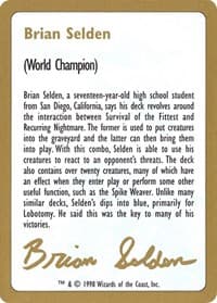 1998 Brian Selden Biography Card - World Championship Decks - Magic: The Gathering card