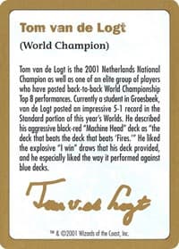 2001 Tom van de Logt Biography Card - World Championship Decks - Magic: The Gathering card