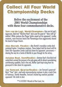 2001 World Championship Advertisement Card - World Championship Decks - Magic: The Gathering card