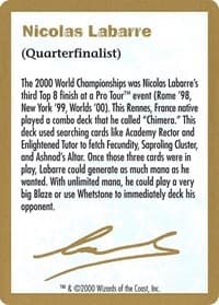 2000 Nicolas Labarre Biography Card - World Championship Decks - Magic: The Gathering card