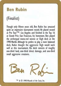 1998 Ben Rubin Biography Card - World Championship Decks - Magic: The Gathering card