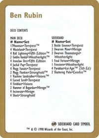 1998 Ben Rubin Decklist Card - World Championship Decks - Magic: The Gathering card