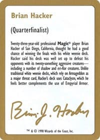 1998 Brian Hacker Biography Card - World Championship Decks - Magic: The Gathering card