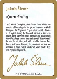 1999 Jakub Slemr Biography Card - World Championship Decks - Magic: The Gathering card
