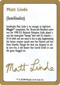 1999 Matt Linde Biography Card - World Championship Decks - Magic: The Gathering card