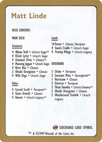 1999 Matt Linde Decklist Card - World Championship Decks - Magic: The Gathering card