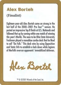 2001 Alex Borteh Biography Card - World Championship Decks - Magic: The Gathering card