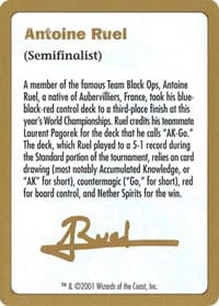 2001 Antoine Ruel Biography Card - World Championship Decks - Magic: The Gathering card