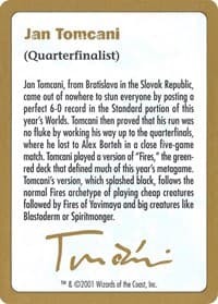 2001 Jan Tomcani Biography Card - World Championship Decks - Magic: The Gathering card