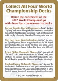 2002 World Championship Advertisement Card - World Championship Decks - Magic: The Gathering card