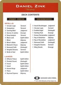 2003 Daniel Zink Decklist Card - World Championship Decks - Magic: The Gathering card