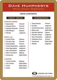 2003 Dave Humpherys Decklist Card - World Championship Decks - Magic: The Gathering card