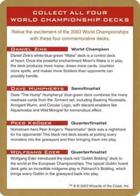 2003 World Championship Advertisement Card - World Championship Decks - Magic: The Gathering card