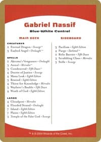 2004 Gabriel Nassif Decklist Card - World Championship Decks - Magic: The Gathering card