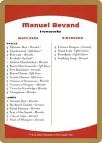 2004 Manuel Bevand Decklist Card - World Championship Decks - Magic: The Gathering card