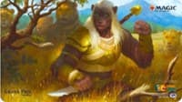 Magic Grand Prix 2018 Playmat: Brussels - Leonin Warleader - Magic Promotional Playmats - Playmats card