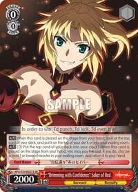"Brimming with Confidence" Saber of Red (SR) - Fate/Apocrypha - Weiss Schwarz card