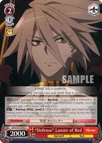 "Defense" Lancer of Red - Fate/Apocrypha - Weiss Schwarz card