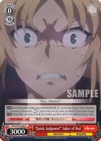 "Quick Judgment" Saber of Red - Fate/Apocrypha - Weiss Schwarz card