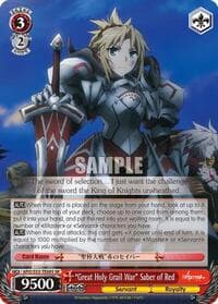 "Great Holy Grail War" Saber of Red (SR) - Fate/Apocrypha - Weiss Schwarz card