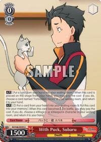 With Puck, Subaru - Re:ZERO - Weiss Schwarz card
