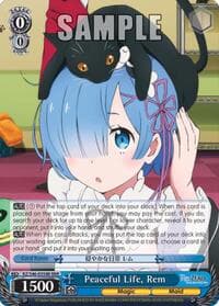 Peaceful Life, Rem (RRR) - Re:ZERO - Weiss Schwarz card