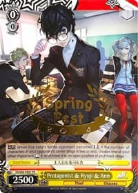 Protagonist & Ryuji & Ann (Spring Fest 2018) - Persona 5 - Weiss Schwarz card