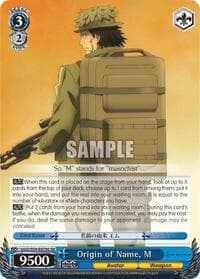 Origin of Name, M (SR) - SAO Alternative–Gun Gale Online - Weiss Schwarz card