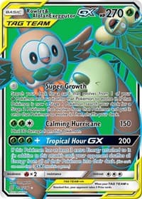 Rowlet & Alolan Exeggutor GX (Full Art) - SM - Unified Minds - Pokemon card