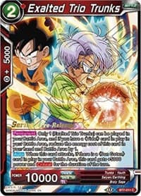 Exalted Trio Trunks - Assault of the Saiyans Pre-Release Cards - Dragon Ball Super: Masters card