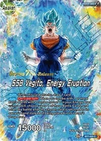 Son Goku & Vegeta // SSB Vegito, Energy Eruption - Assault of the Saiyans Pre-Release Cards - Dragon Ball Super: Masters card