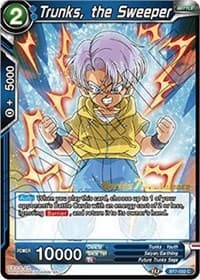 Trunks, the Sweeper - Assault of the Saiyans Pre-Release Cards - Dragon Ball Super: Masters card