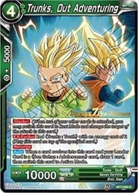 Trunks, Out Adventuring - Assault of the Saiyans Pre-Release Cards - Dragon Ball Super: Masters card