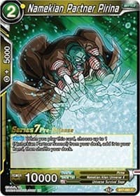 Namekian Partner Pirina - Assault of the Saiyans Pre-Release Cards - Dragon Ball Super: Masters card