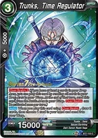Trunks, Time Regulator - Assault of the Saiyans Pre-Release Cards - Dragon Ball Super: Masters card