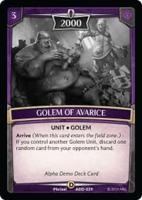 Golem of Avarice - Alpha Demo Intro Decks - Argent Saga TCG card