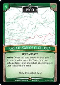 Greathawk of Cloudsea - Alpha Demo Intro Decks - Argent Saga TCG card