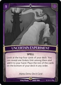 Uncertain Experiment - Alpha Demo Intro Decks - Argent Saga TCG card