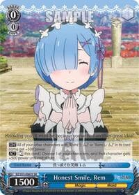 Honest Smile, Rem (SR) - Re:ZERO Vol.2 - Weiss Schwarz card
