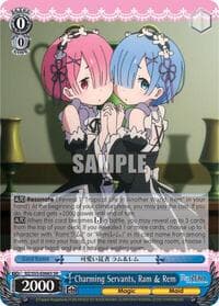 Charming Servants, Ram & Rem (SR) - Re:ZERO Vol.2 - Weiss Schwarz card