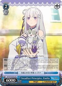 Steadfast Principles, Emilia (SR) - Re:ZERO Vol.2 - Weiss Schwarz card