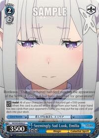 Seemingly Sad Look, Emilia - Re:ZERO Vol.2 - Weiss Schwarz card