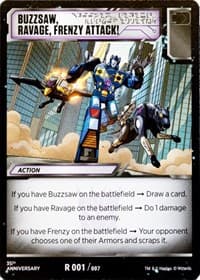 Buzzsaw, Ravage, Frenzy Attack! - Blaster VS Soundwave Box Set 35th Anniversary Edition - Transformers TCG card