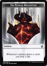 Emblem - Ob Nixilis Reignited // Zombie (010) Double-Sided Token - Commander 2019 - Magic: The Gathering card
