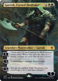 Garruk, Cursed Huntsman (Borderless) - Throne of Eldraine - Magic: The Gathering card